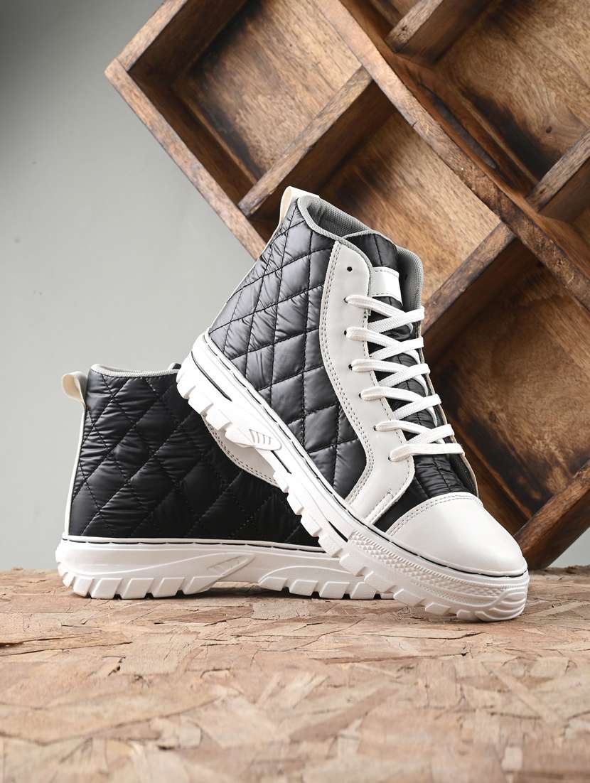 bucik white black bck4026 lightweight comfort  trendy premium stylish high tops for men