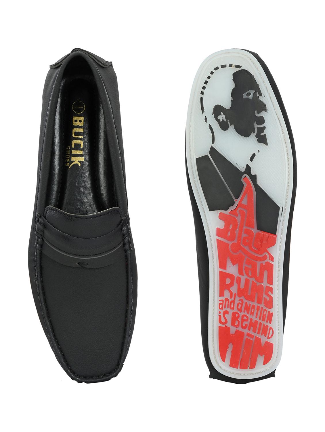 black synthetic slip on loafers - 21278699 - Standard Image - 3