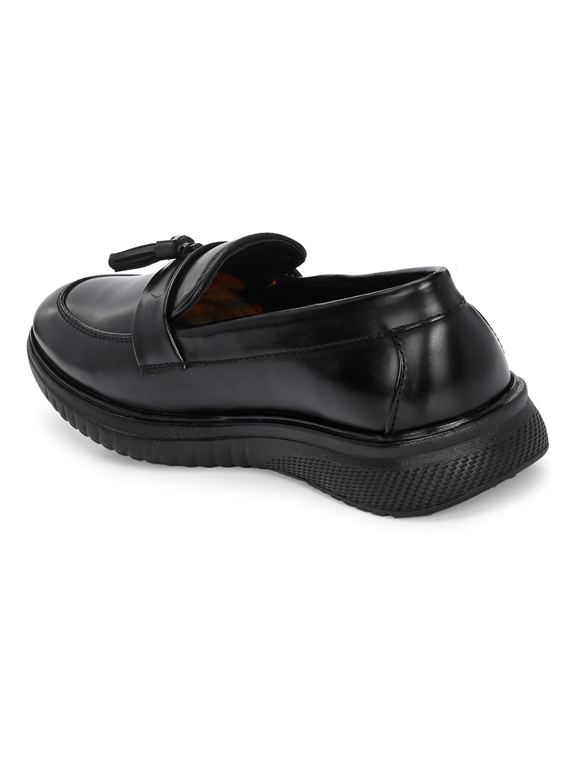 black synthetic slip on loafers - 21278710 - Standard Image - 3
