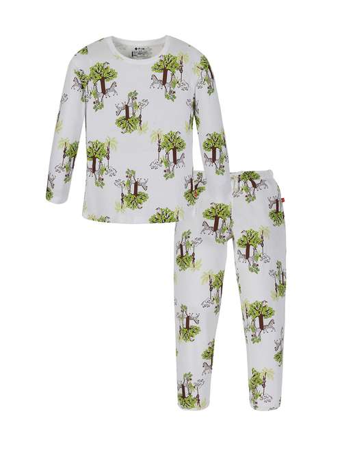 girls round neck printed pyjama nightwear set - 21278844 - Standard Image - 0
