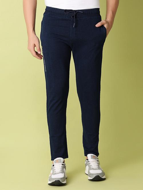 men blue solids full length track pant - 21278988 - Standard Image - 0
