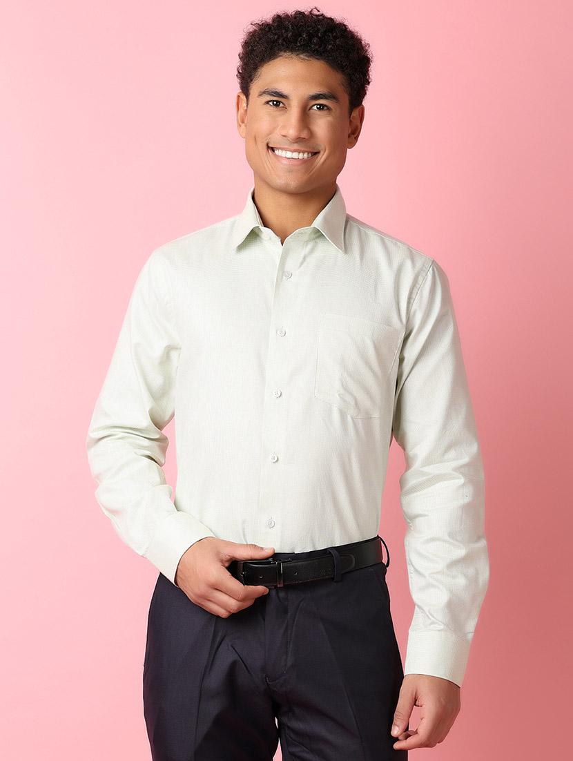 men white solid regular fit collared casual shirt