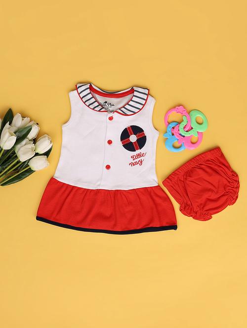 kids white cotton frock with bloomer - 21279029 - Standard Image - 0