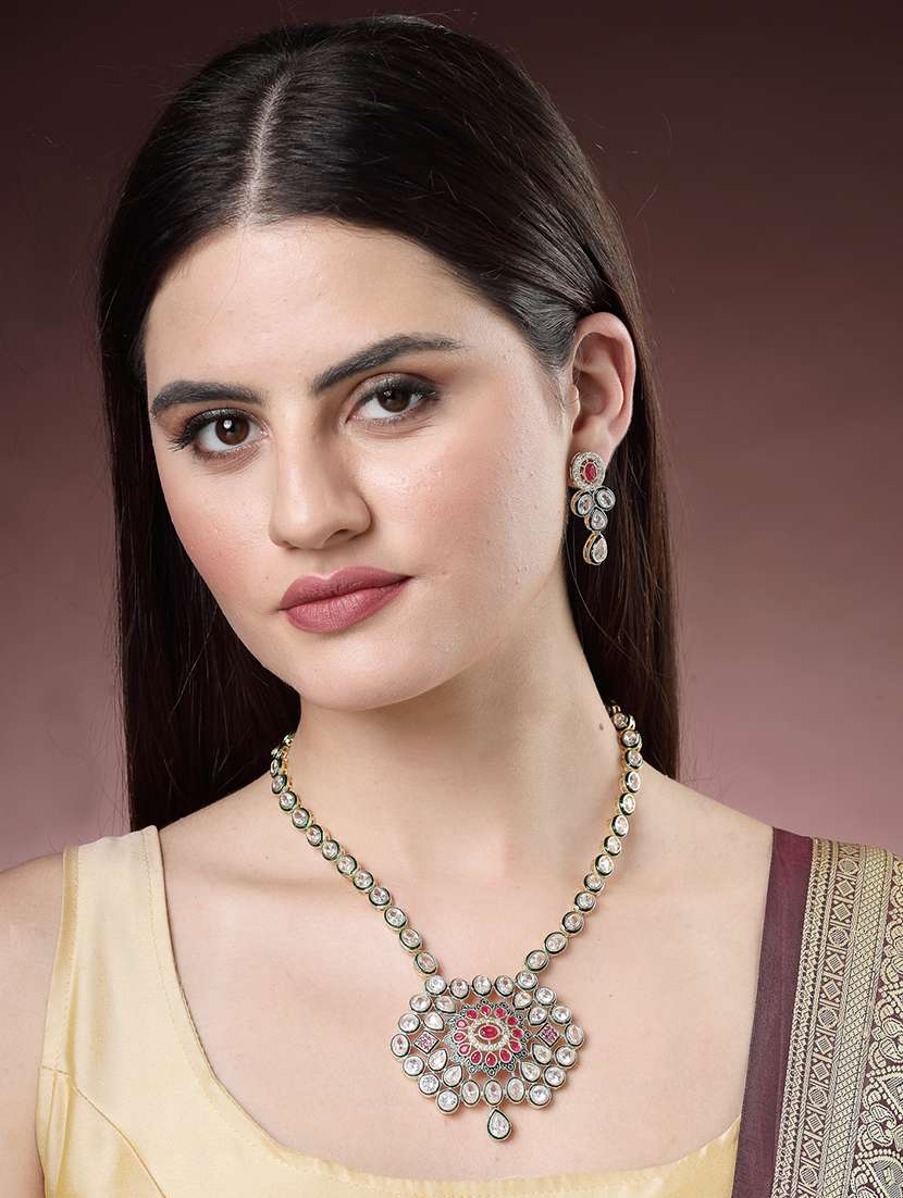 gold brass necklaces and earring - 21279480 -  Standard Image - 3