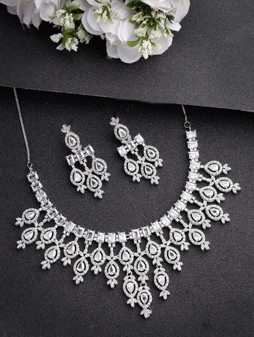 silver brass necklaces and earring