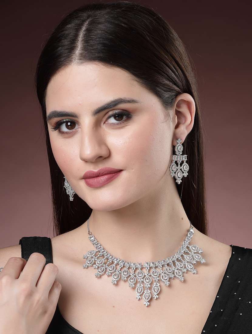 silver brass necklaces and earring - 21279493 -  Standard Image - 3