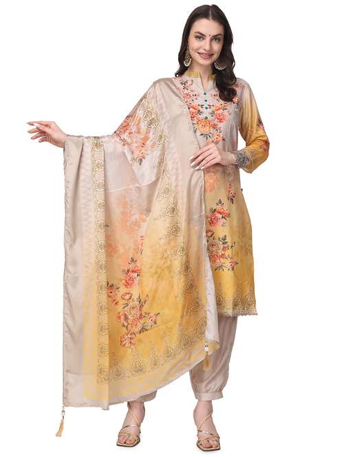 women three quarter sleeve kurta pant with dupatta set - 21279539 -  Standard Image - 0