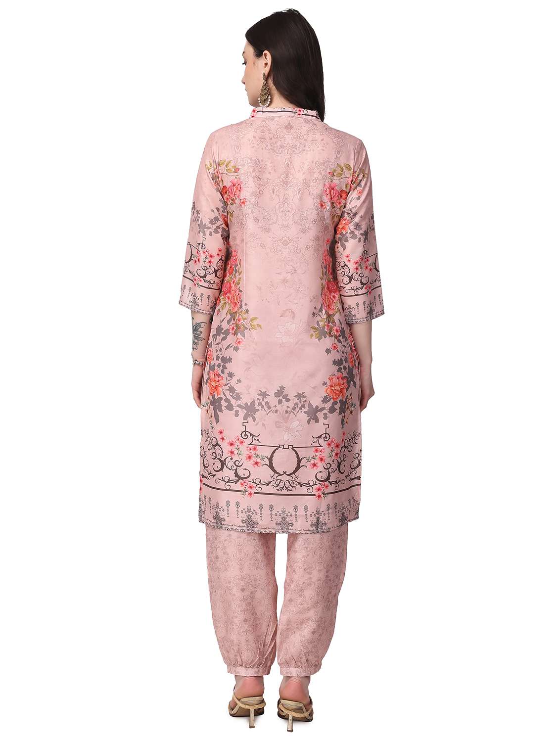 women three quarter sleeve kurta salwar with dupatta set - 21279541 - Standard Image - 3