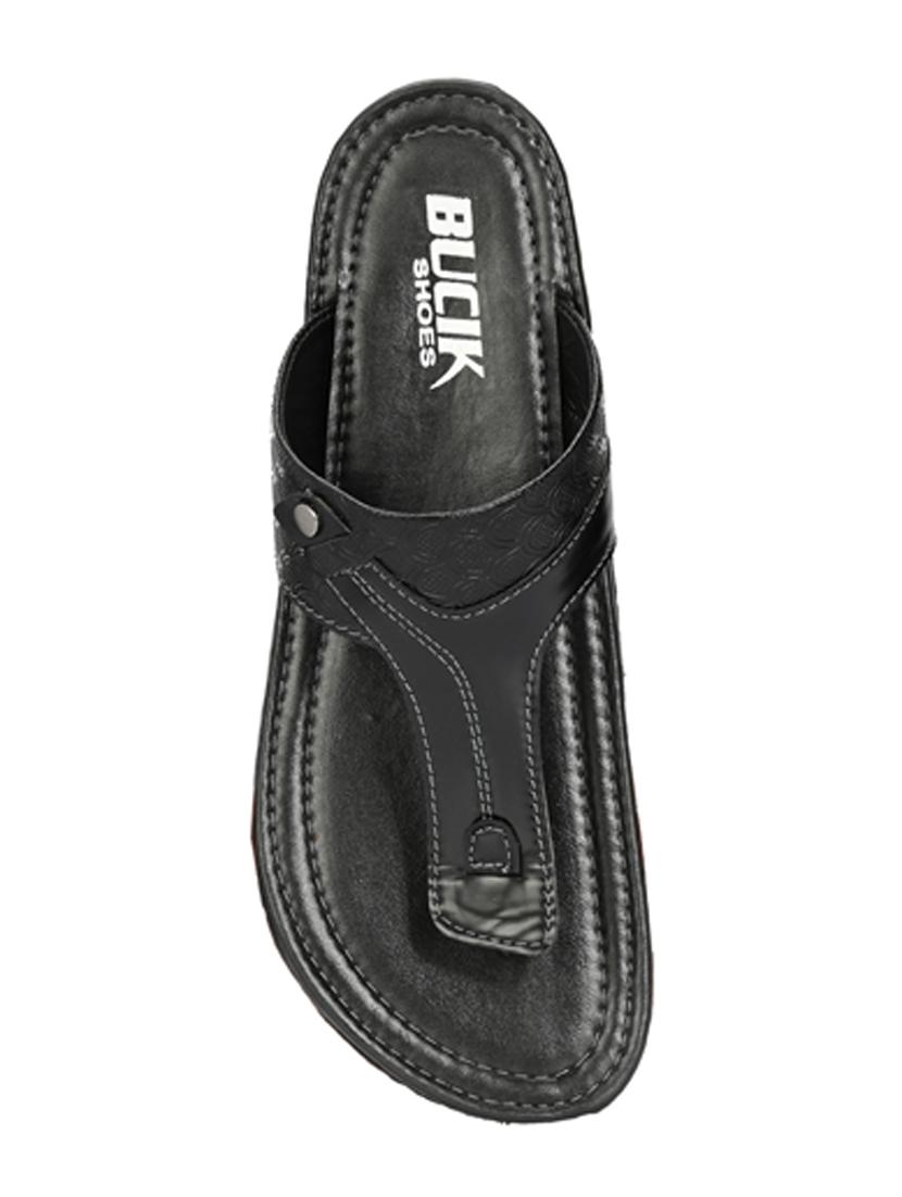 black synthetic toe separator slippers - 21279888 - Standard Image - 3
