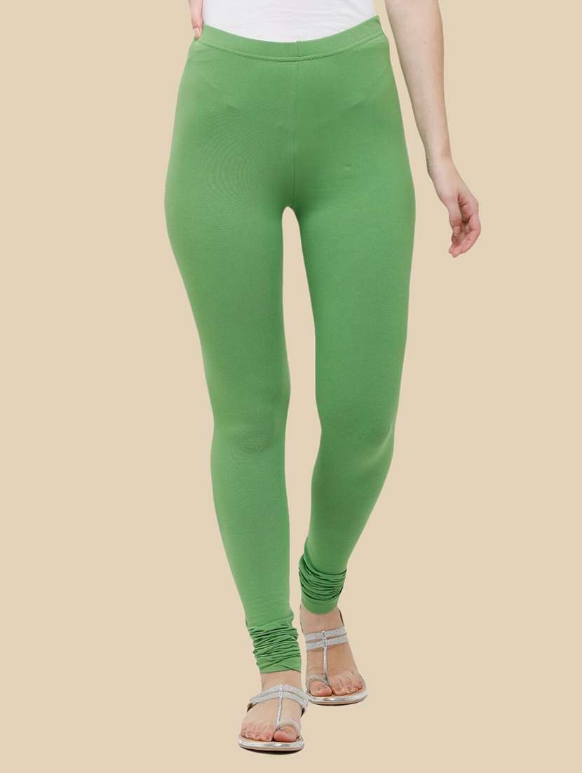 women solid mid rise churidar legging