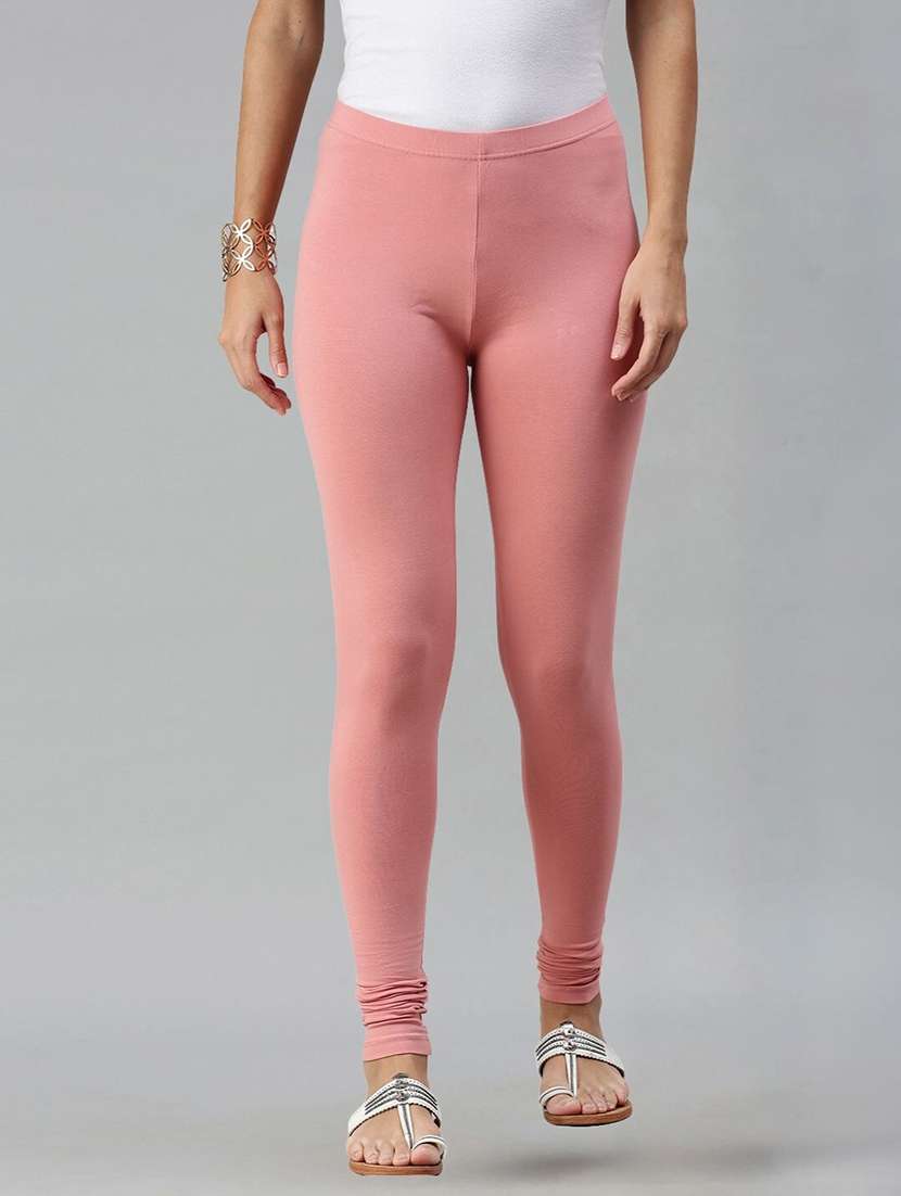 women solid mid rise churidar legging