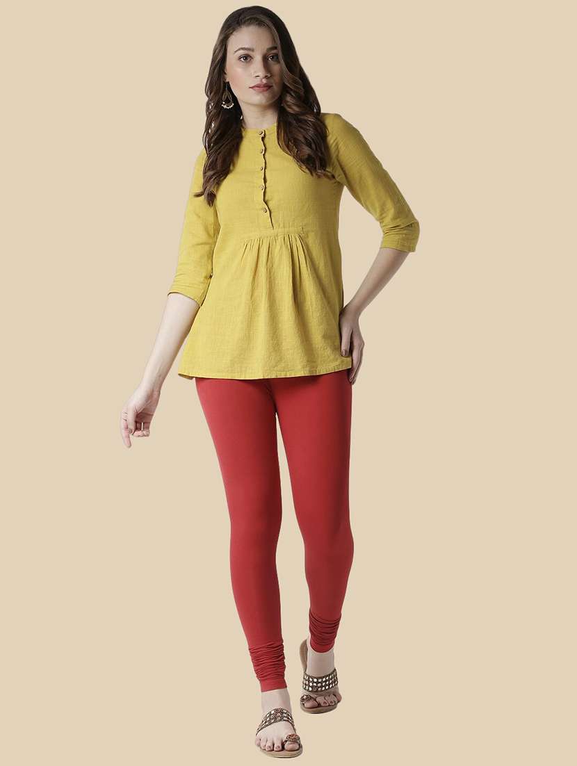 women solid mid rise churidar legging - 21281524 -  Standard Image - 3