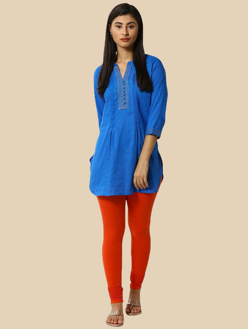 women solid mid rise churidar legging - 21281528 -  Standard Image - 3