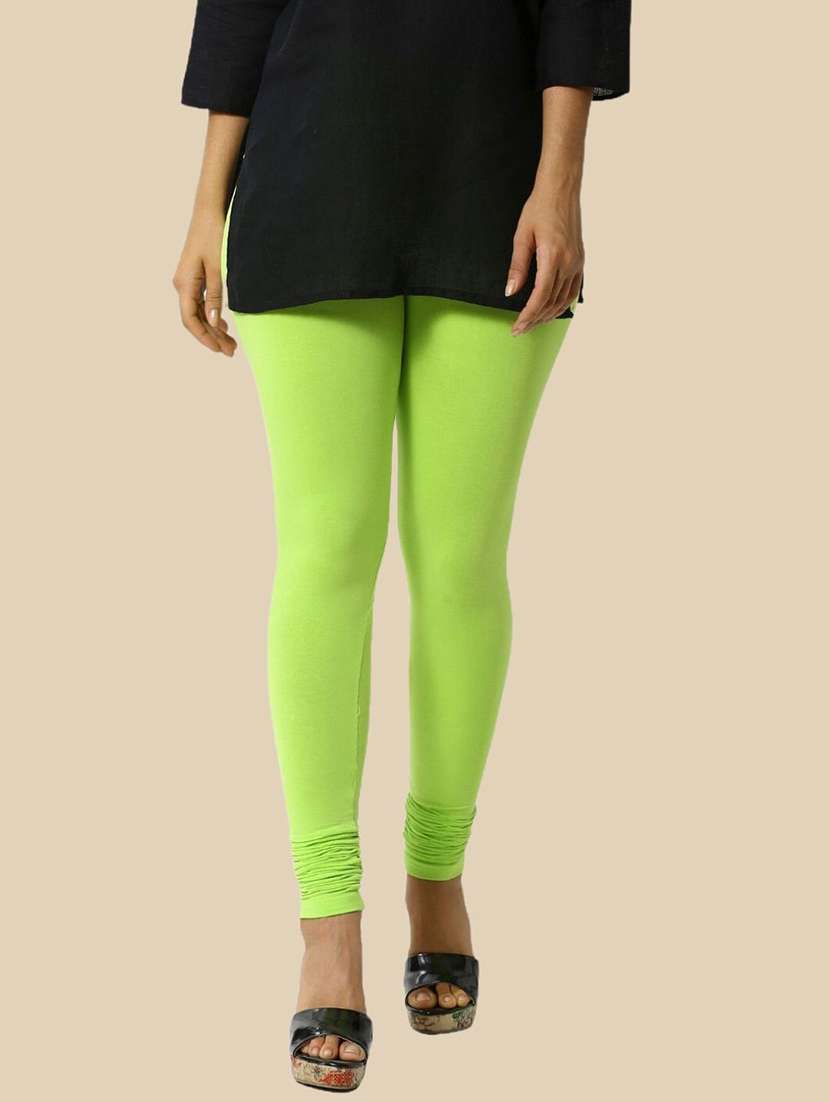 women solid mid rise churidar legging