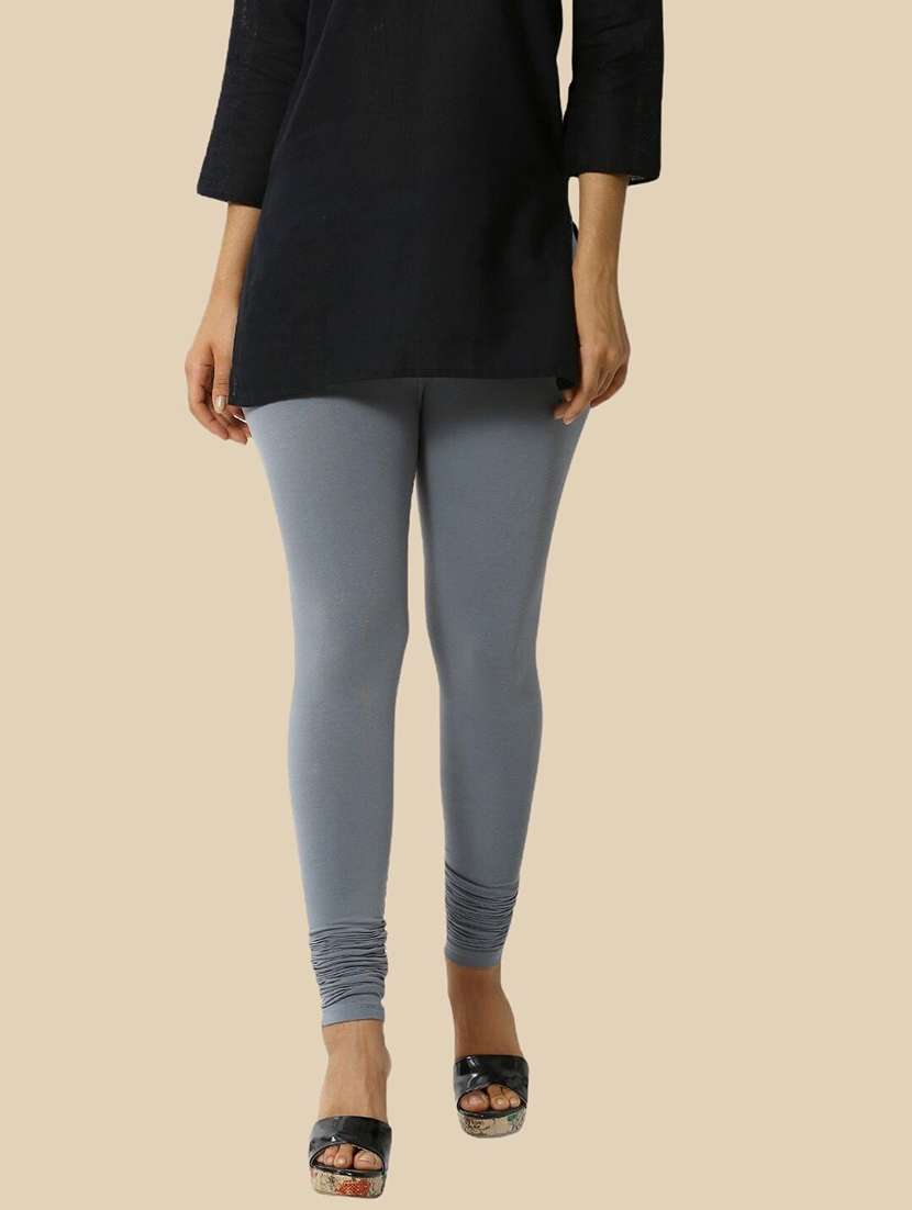 women solid mid rise churidar legging