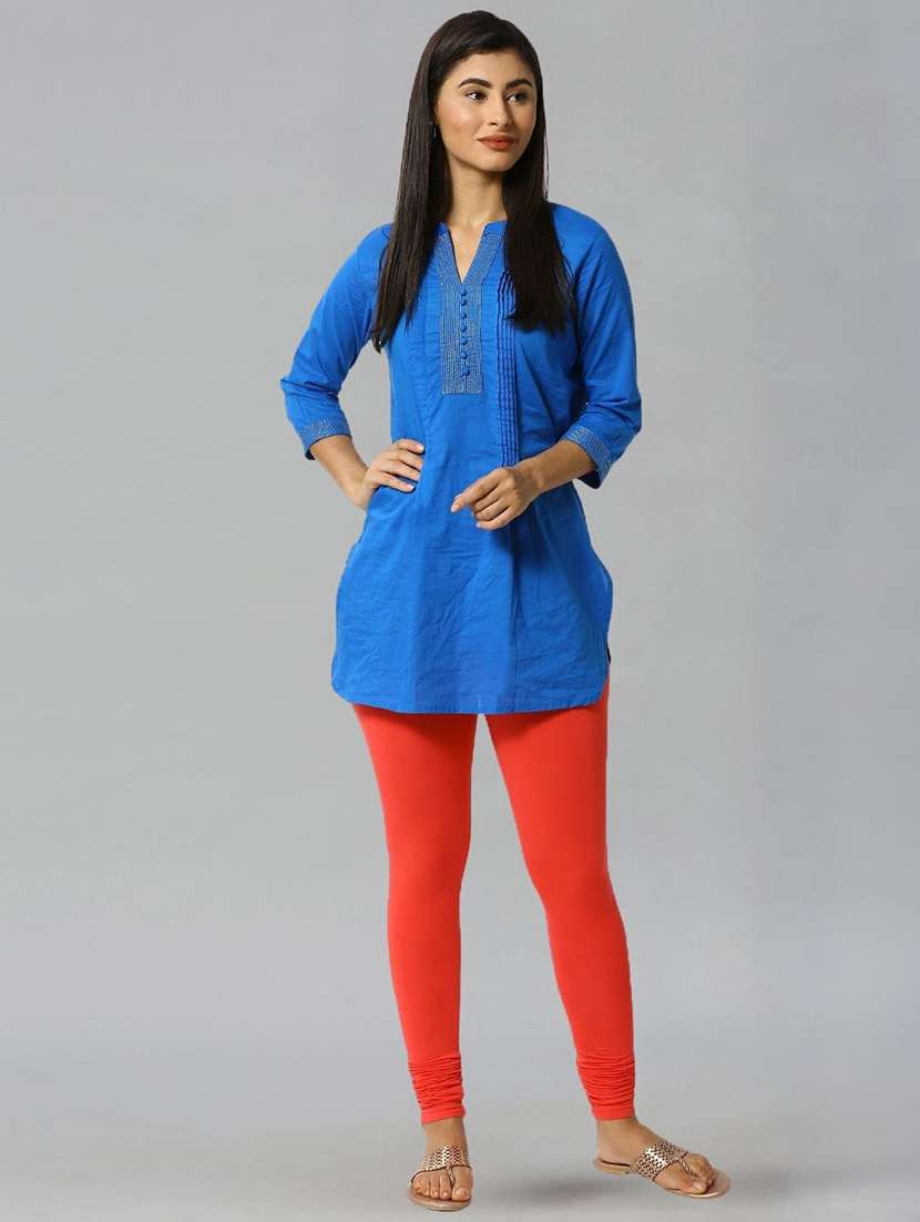 women solid mid rise churidar legging - 21281568 -  Standard Image - 3