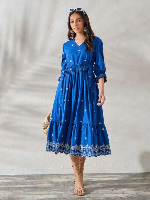 women embroidered puff sleeve tiered dress - 21281579 -  Standard Image - 0