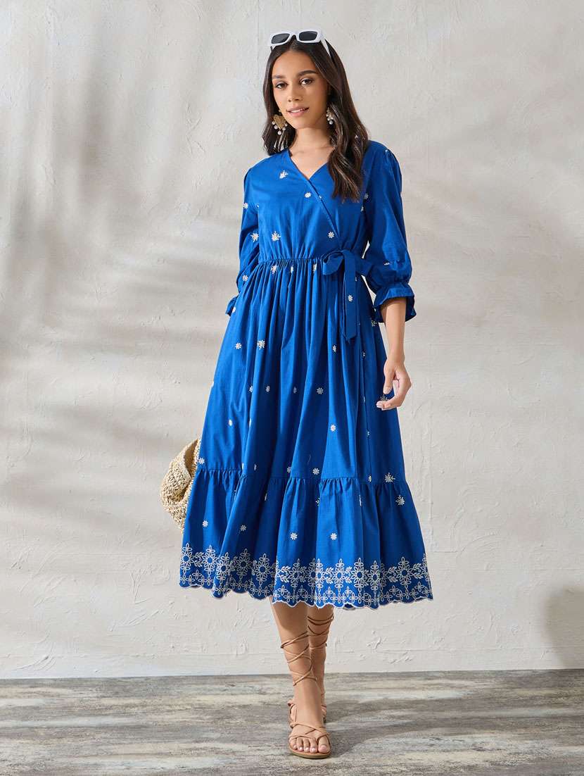 women embroidered puff sleeve tiered dress - 21281579 -  Zoom Image - 0