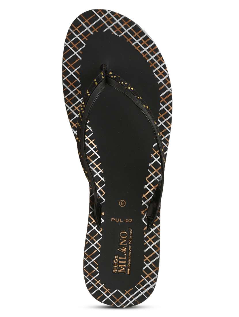 black pu slippers flip flops - 21281673 -  Standard Image - 3