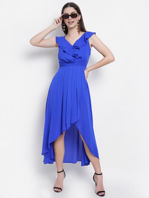 women solid sleeveless high low dress - 21281710 -  Standard Image - 0