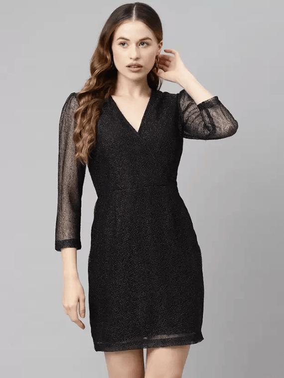 black self-designed sheath dress - 21281711 -  Zoom Image - 0