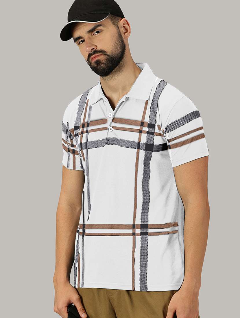 men checkered cotton polo t-shirt - 21281735 - Zoom Image - 0