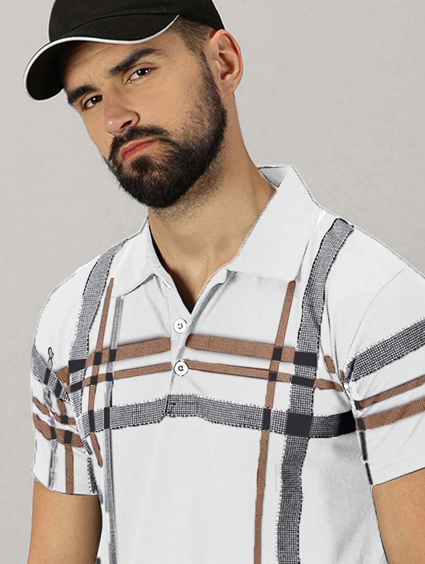 men checkered cotton polo t-shirt - 21281735 - Standard Image - 3