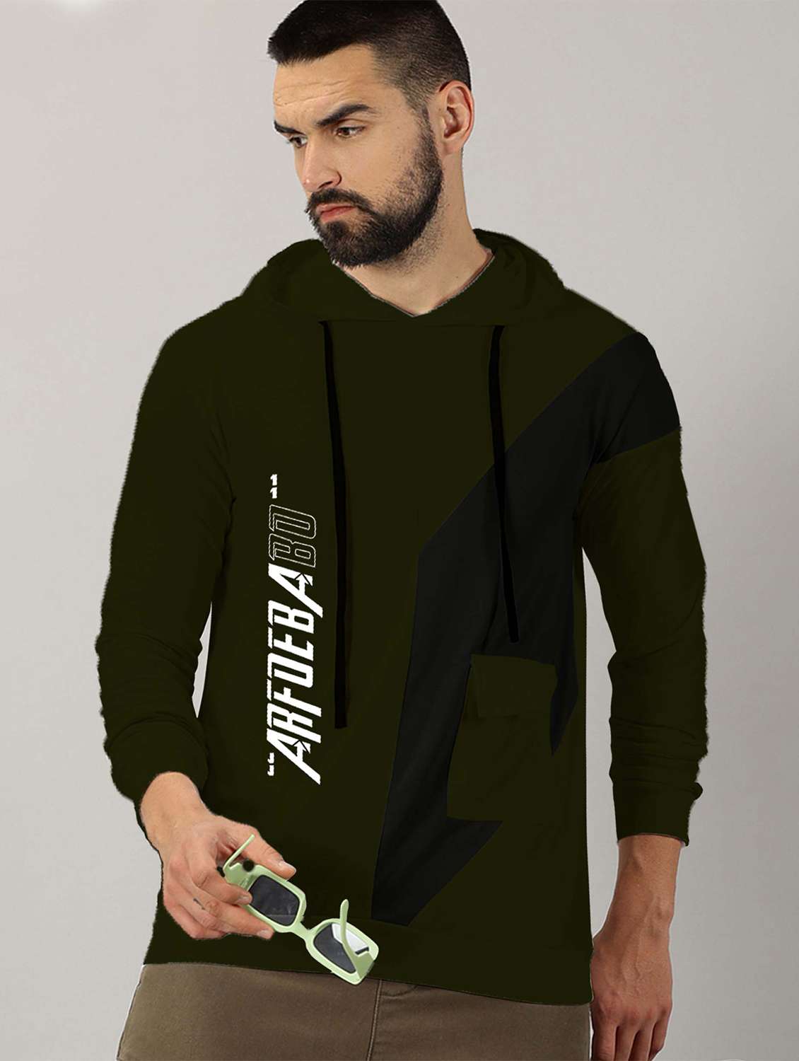 men color block hooded t-shirt