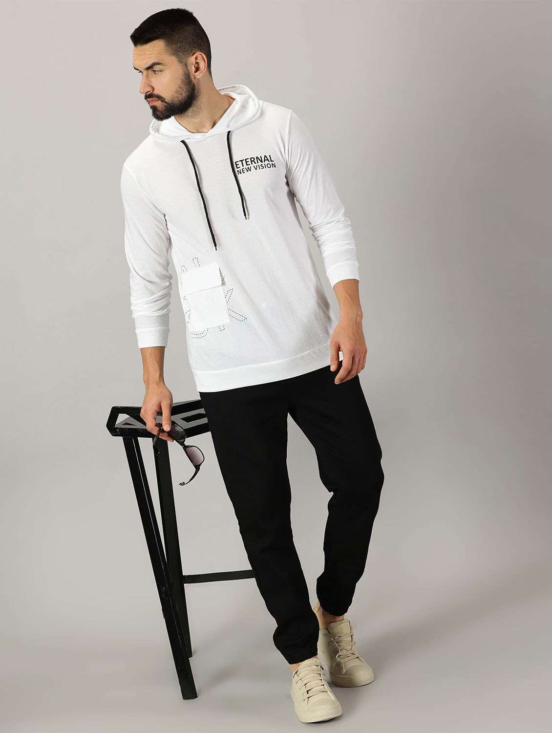 men placement print hooded t-shirt - 21281741 -  Standard Image - 3