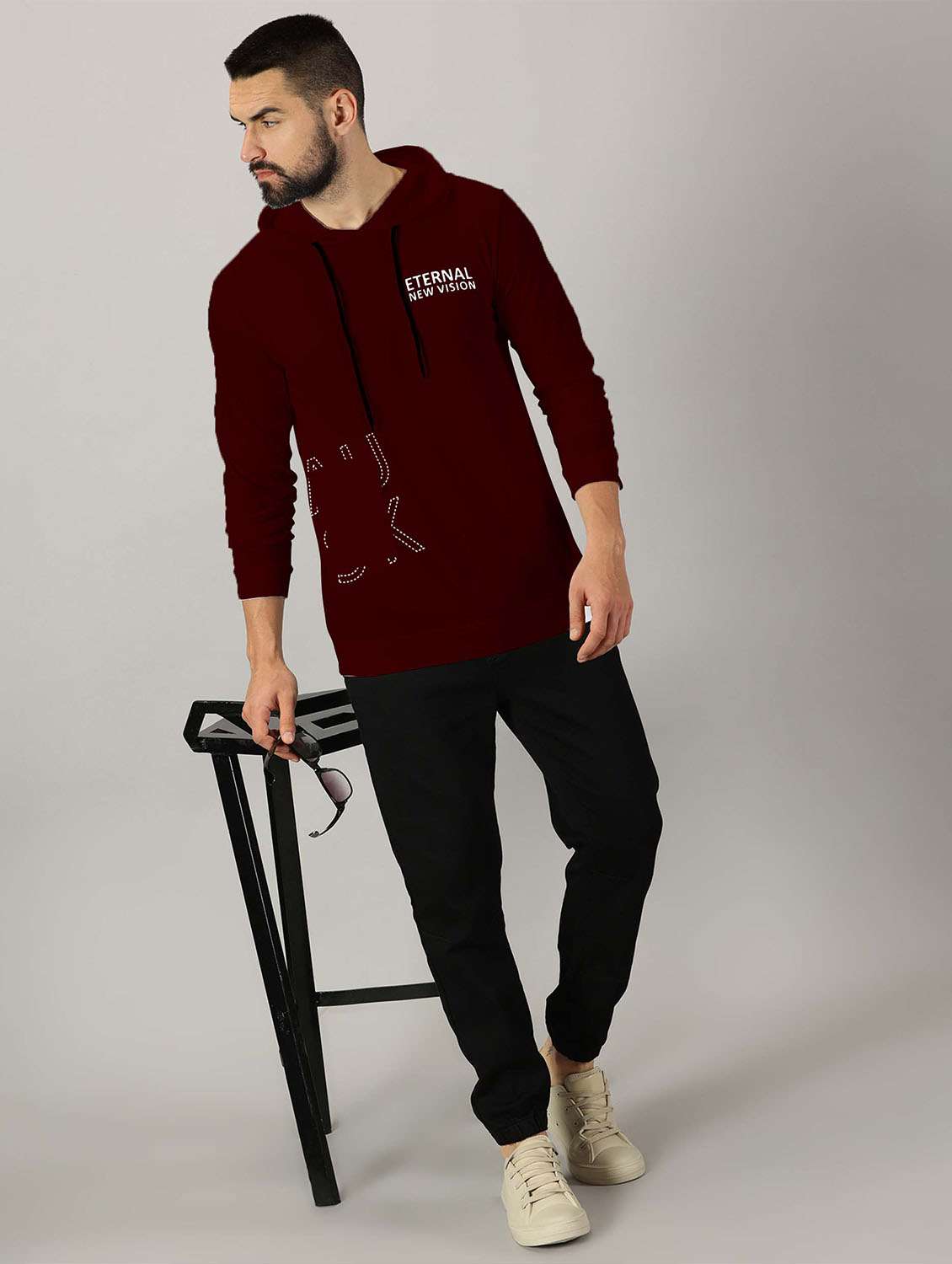 men placement print hooded t-shirt - 21281749 -  Standard Image - 3