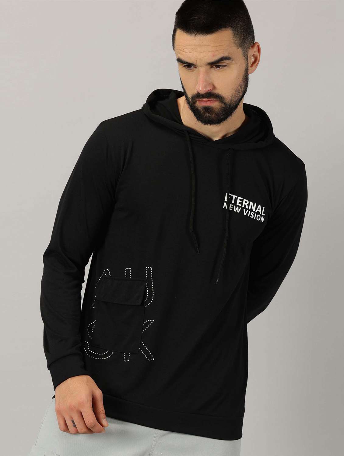 men placement print hooded t-shirt