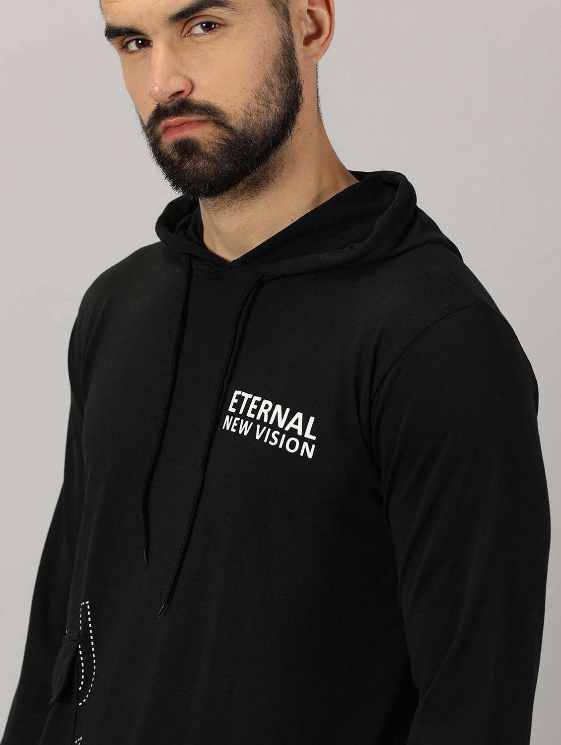 men placement print hooded t-shirt - 21281750 -  Standard Image - 3