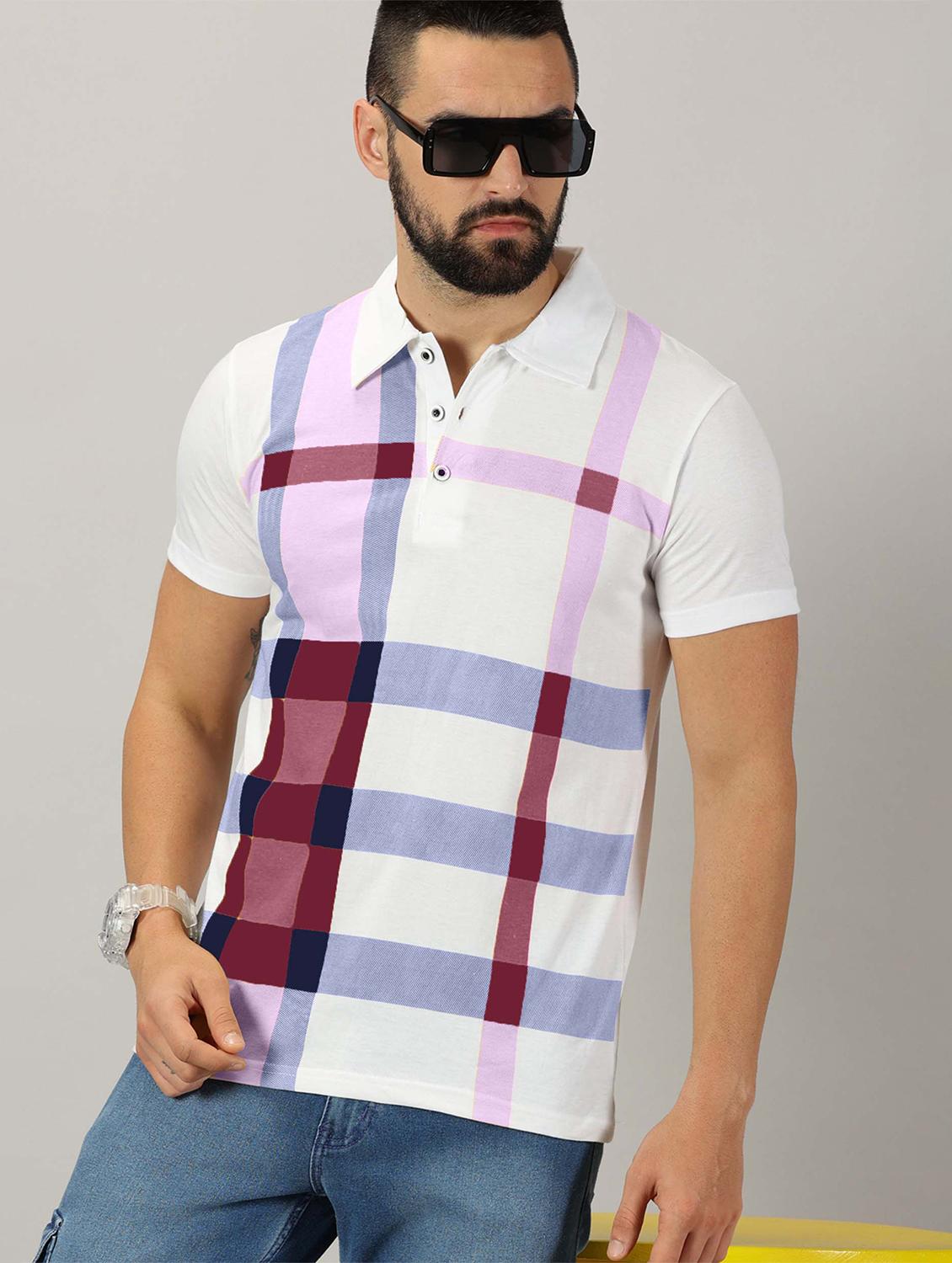men checkered cotton polo t-shirt - 21281757 - Zoom Image - 0