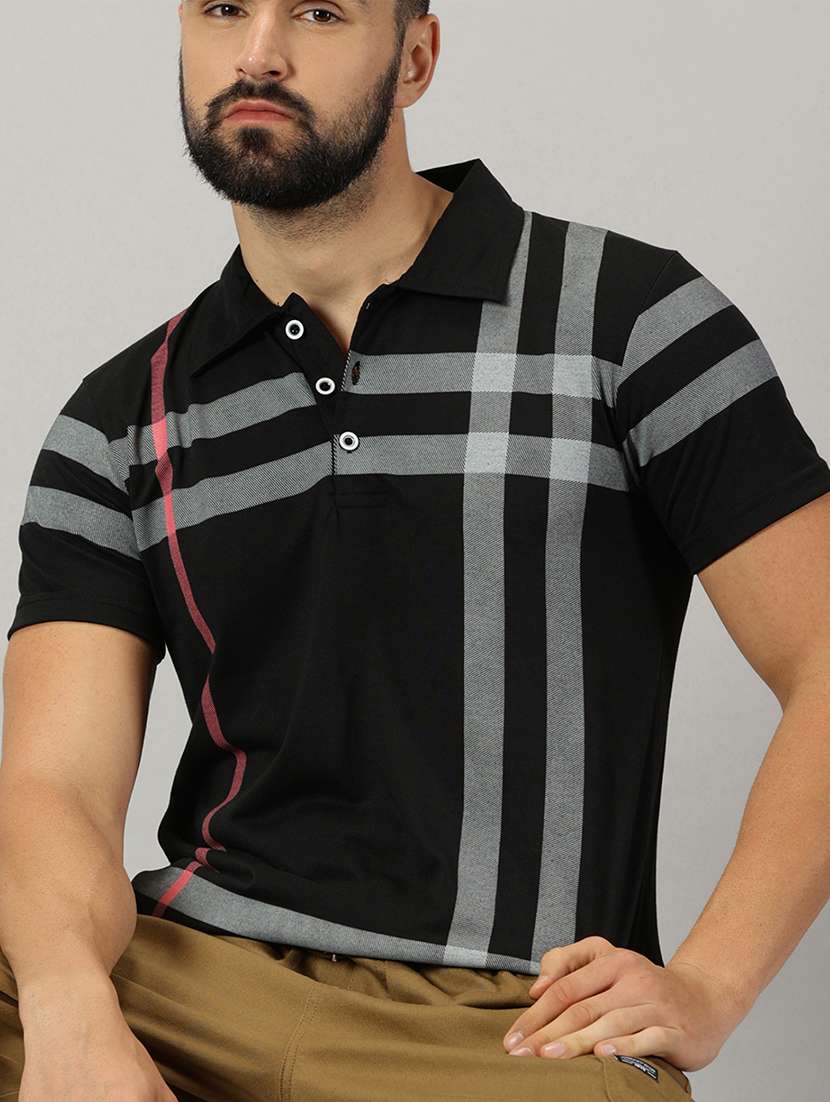 men black regular fit polo t-shirt