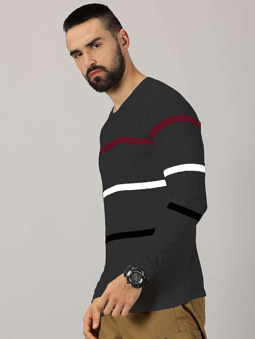 grey cotton blend color block tshirt - 21281778 - Standard Image - 3