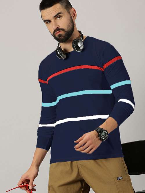 men round neck striped t-shirt - 21281787 - Standard Image - 0