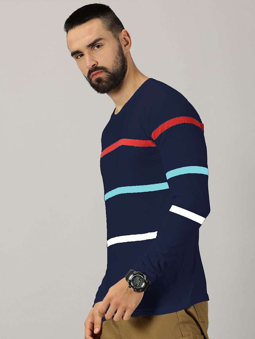 men round neck striped t-shirt - 21281787 - Standard Image - 3