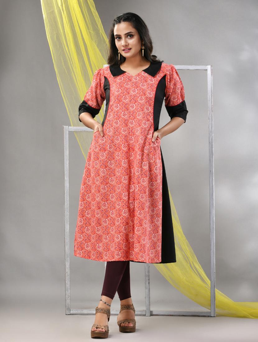women orange cotton a-line kurta - 21281831 -  Zoom Image - 0