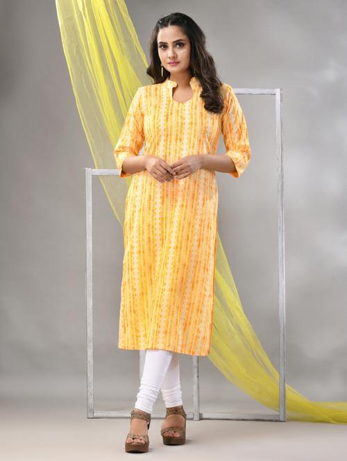 women yellow rayon straight kurta - 21281834 - Standard Image - 0