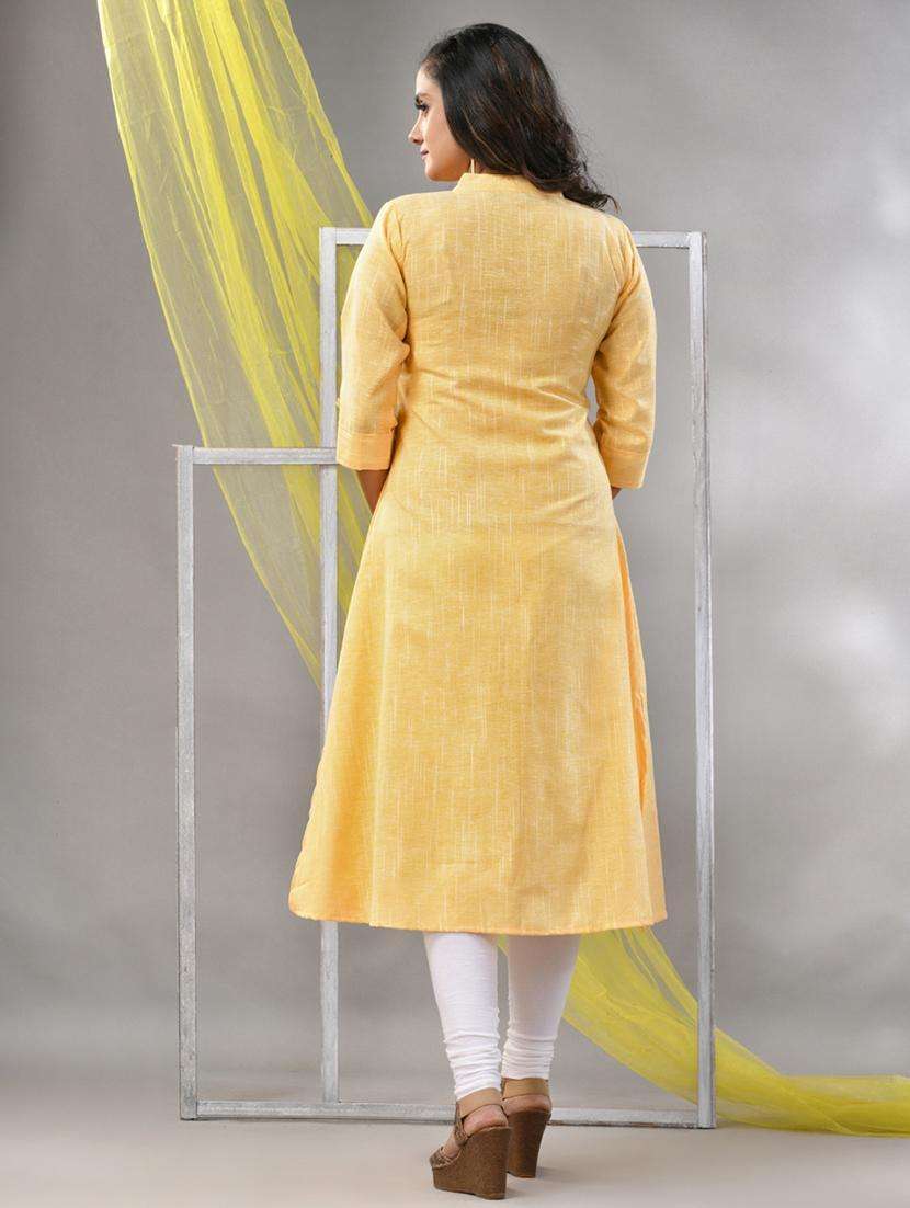 women yellow cotton a-line kurta - 21281841 -  Standard Image - 3