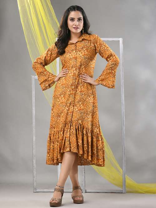 women bell sleeves fit & flare ethnic dress - 21281864 -  Standard Image - 0
