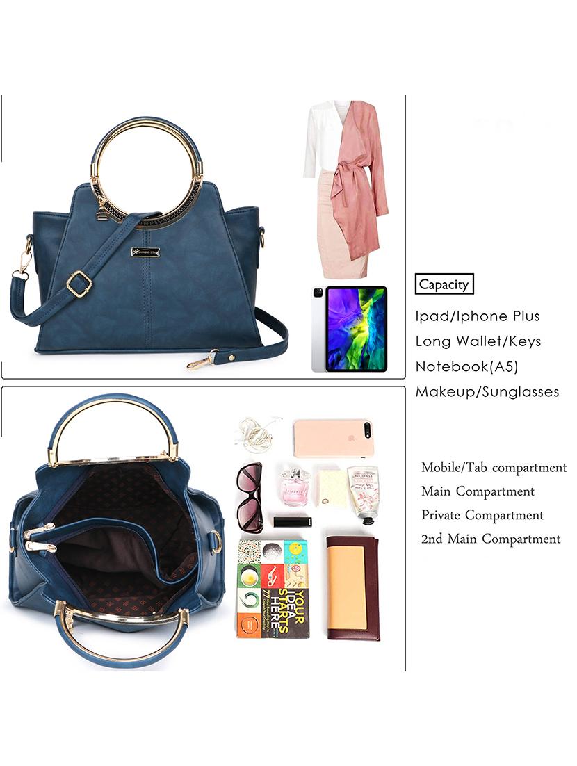 women solid leatherette handbag - 21281960 - Standard Image - 5