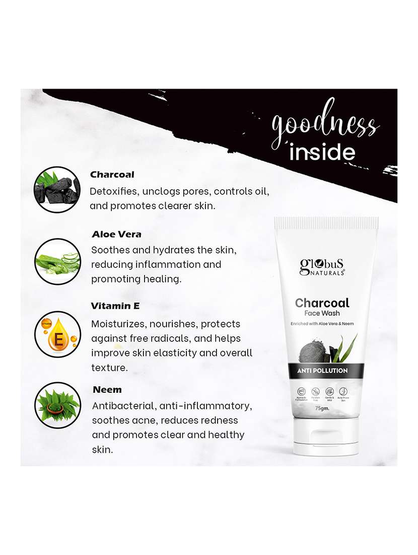 globus naturals face wash combo - set of 3, charcoal face wash, multani mitti face wash & lavender face wash, 225 gm - 21283365 -  Standard Image - 5
