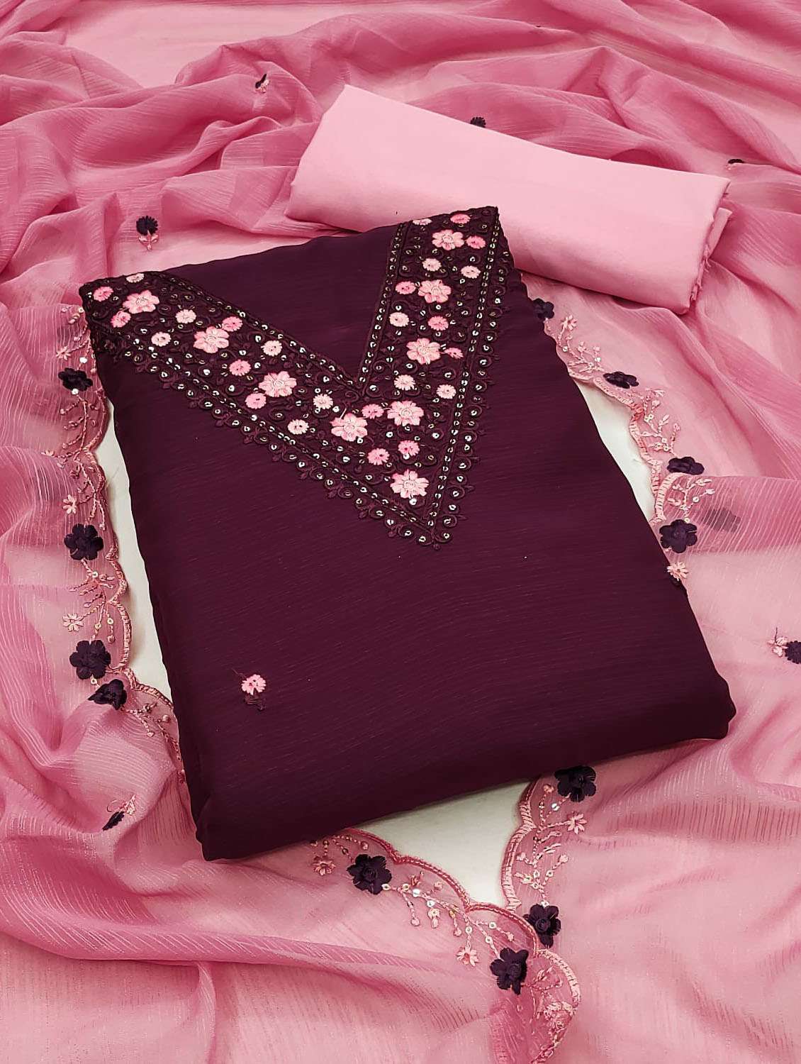 women embroidered unstitched suit set - 21284294 -  Zoom Image - 0