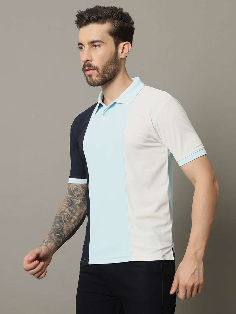 men color block cotton polo t-shirt