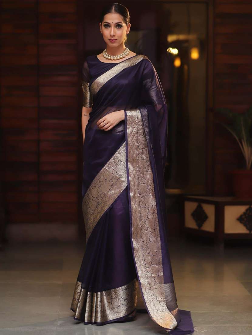 women zari work banarasi saree with blouse