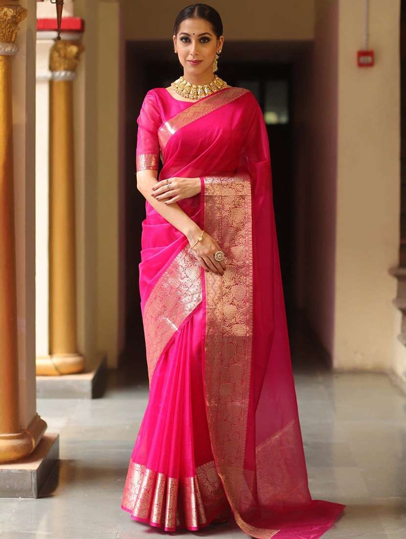 women zari work banarasi saree with blouse