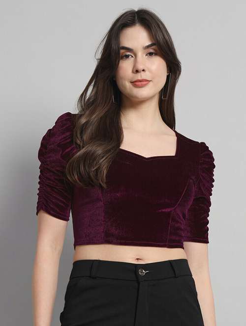 women solid stitched blouse - 21285969 - Standard Image - 0