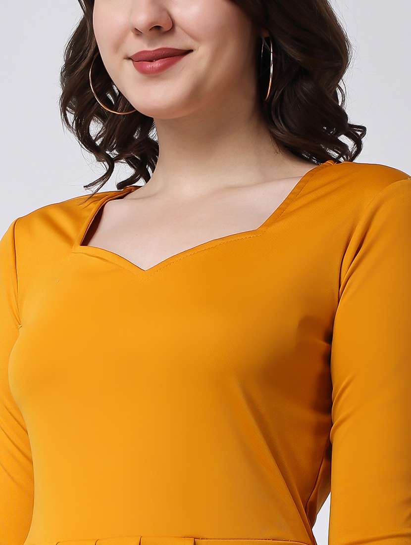 yellow lycra blend bodycon dress - 21285982 -  Standard Image - 5