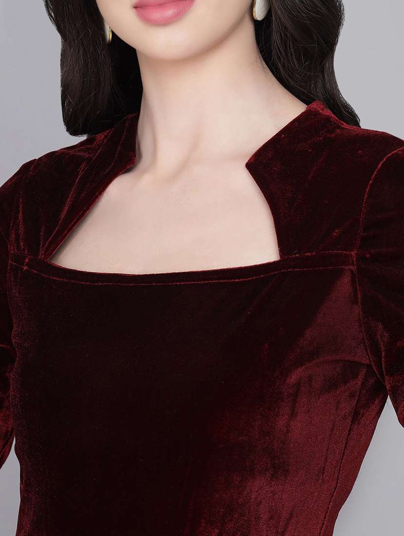 women solid three quarter sleeves bodycon dress - 21285986 -  Standard Image - 5